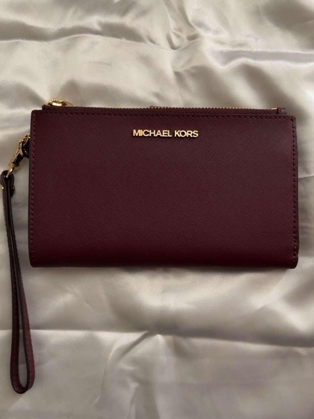 Michael Kors Burgundy Saffiano Leather Wristlet